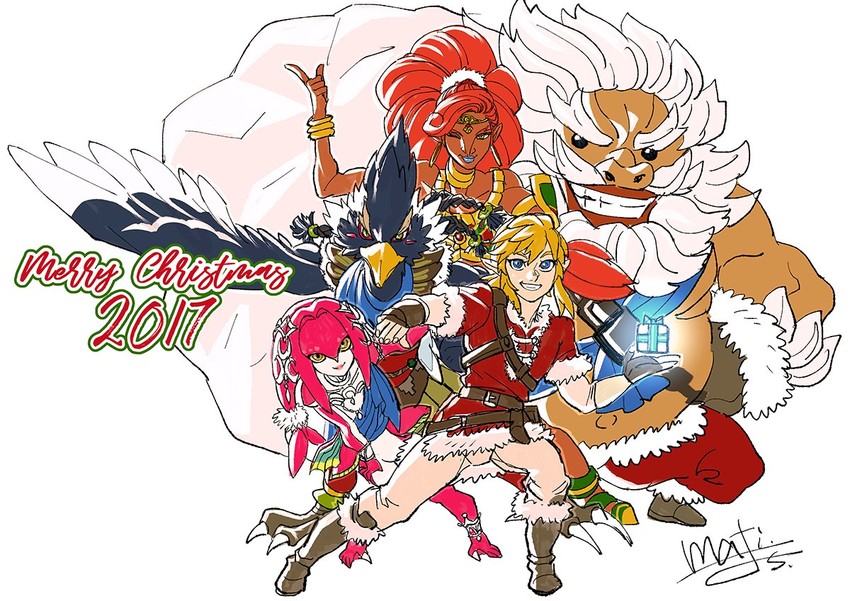link, mipha, urbosa, revali, and daruk (the legend of zelda and 1 more) drawn by mati