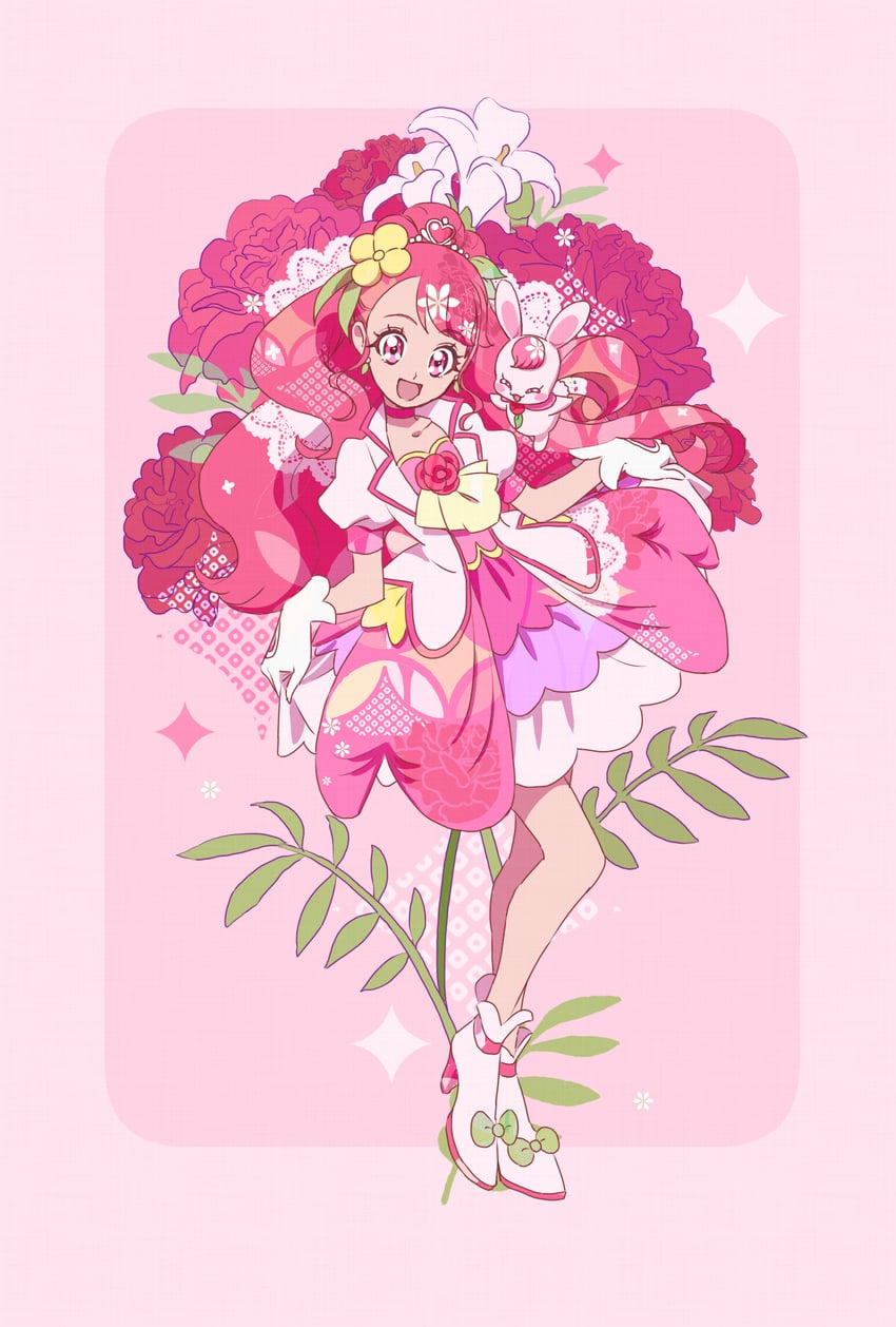 hanadera nodoka, cure grace, and rabirin (precure and 1 more) drawn by strawberrylove2525