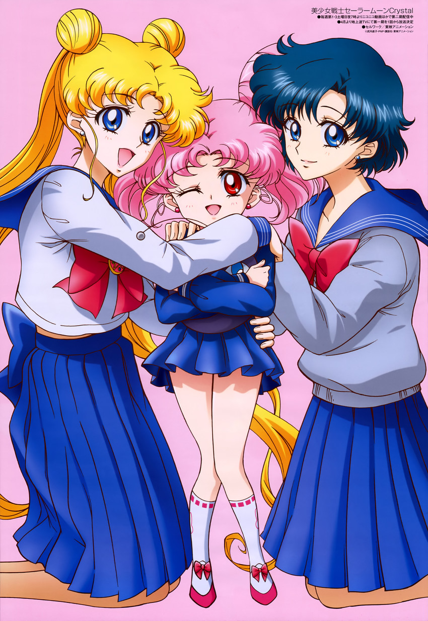 tsukino usagi, mizuno ami, chibi usa, and luna-p (bishoujo senshi sailor moon and 2 more) drawn by sakou_yukie