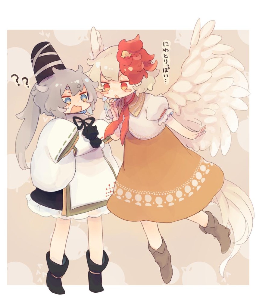 mononobe no futo and niwatari kutaka (touhou) drawn by ashiyu_(ashu-ashu)