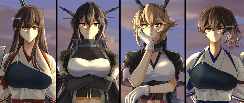 kaga, akagi, nagato, mutsu, nagato kai ni, and 1 more (kantai collection) drawn by machi_(ritovoyage)