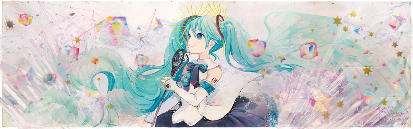 hatsune miku and magical mirai miku (vocaloid and 1 more) drawn by ixima