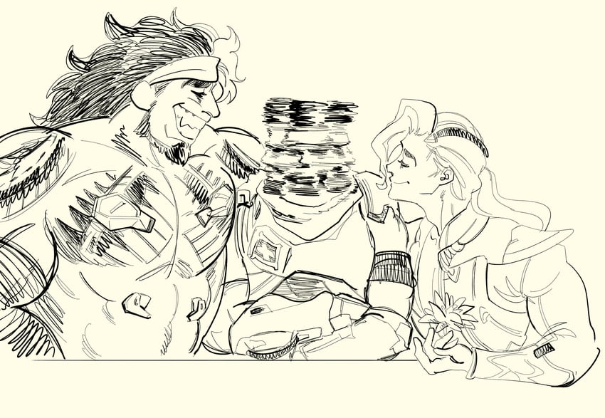 mauga, lifeweaver, and baptiste (overwatch and 2 more) drawn by shirokuro_ookami