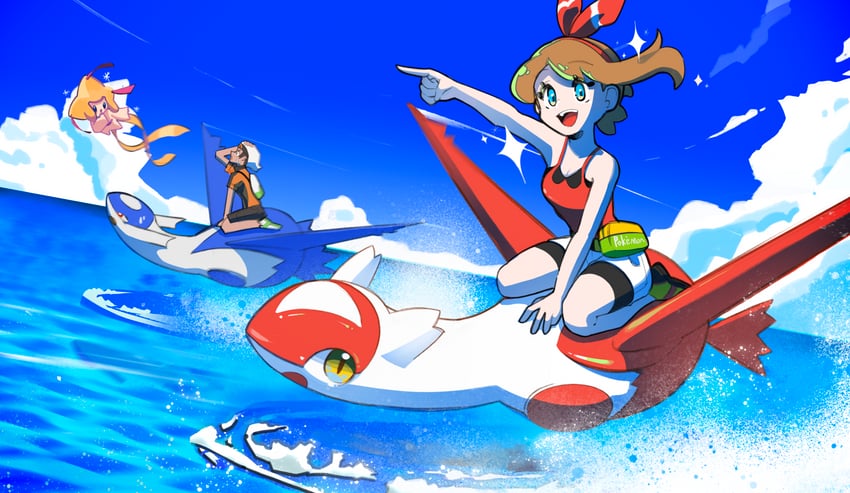 may, brendan, jirachi, latias, and latios (pokemon and 1 more) drawn by user_csxk3484