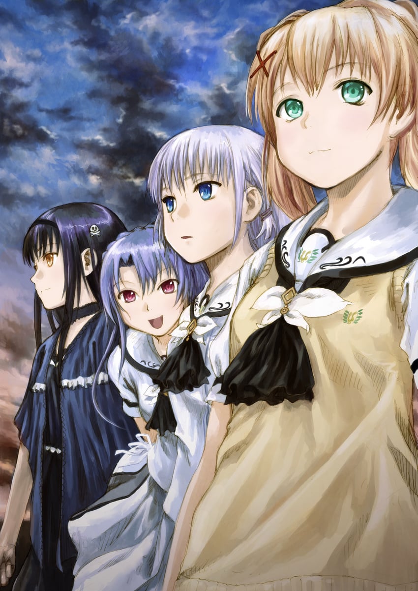 naruse shiroha, sorakado ao, kushima kamome, and tsumugi wenders (summer pockets) drawn by abe_yoshitoshi