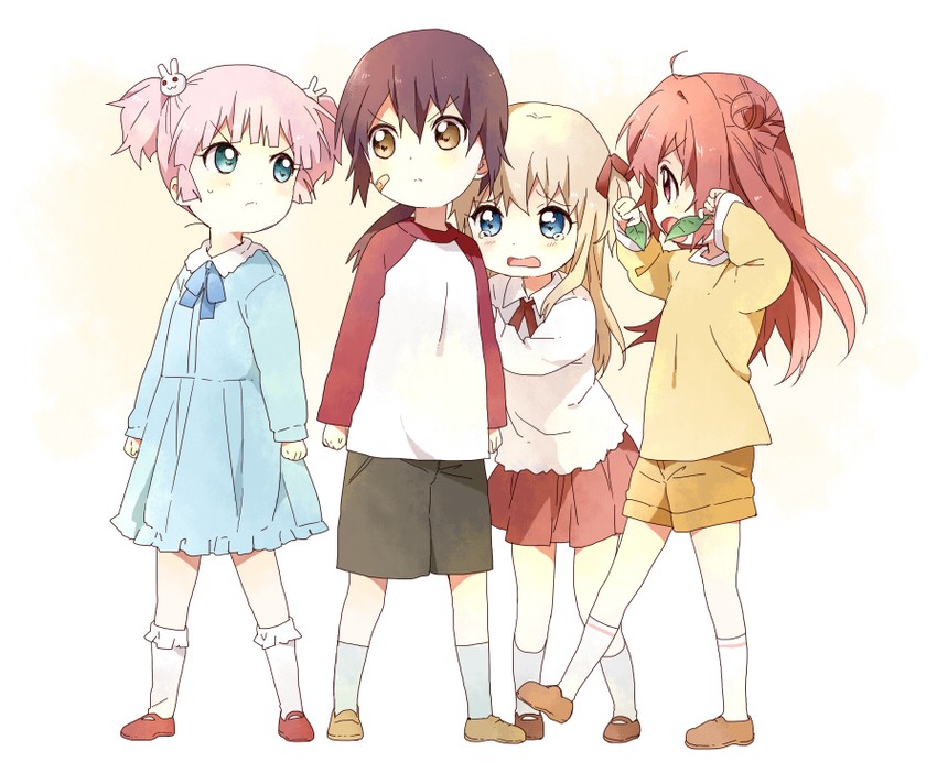toshinou kyouko, akaza akari, funami yui, and yoshikawa chinatsu (yuruyuri) drawn by namori