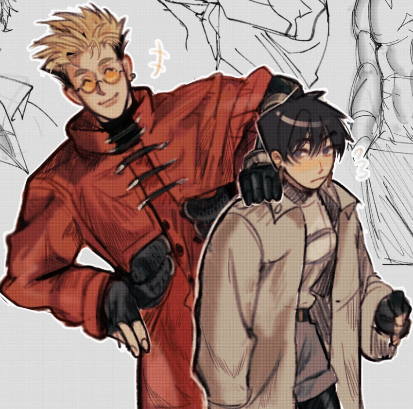 vash the stampede and meryl stryfe (trigun and 1 more) drawn by to_0fu