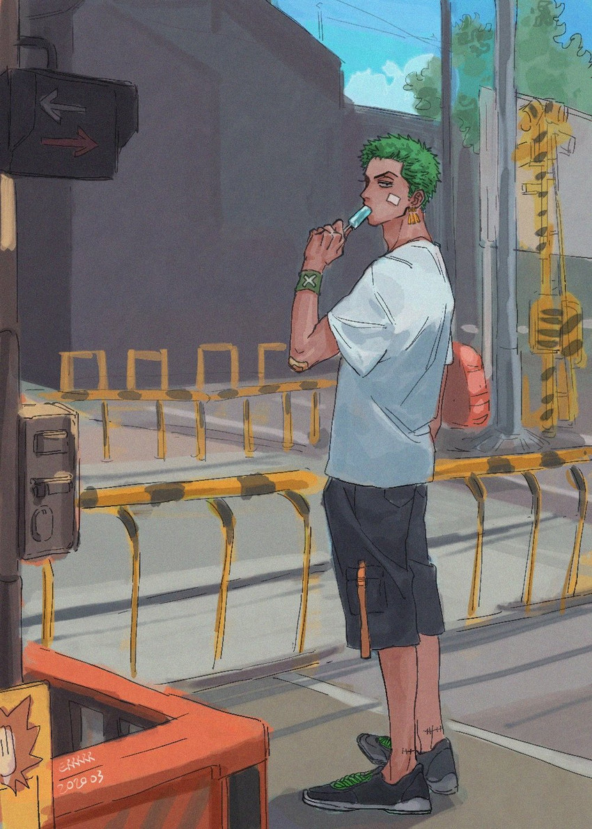 roronoa zoro (one piece) drawn by errrrrliao_ge_ai