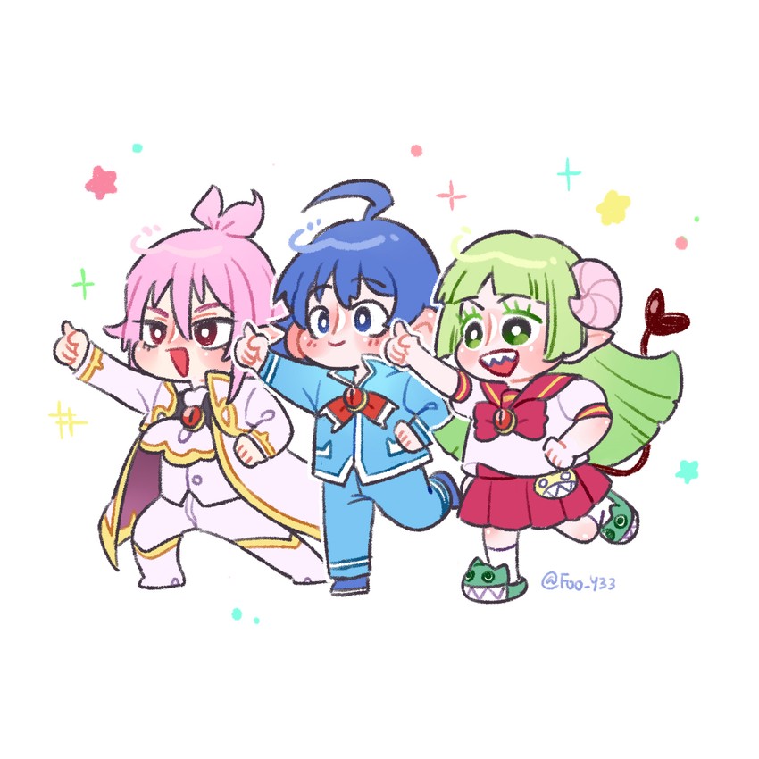 suzuki iruma, valac clara, and asmodeus alice (mairimashita! iruma-kun) drawn by foofoo0320