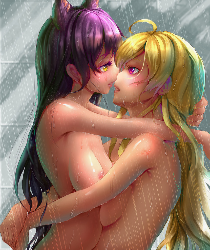 yang xiao long and blake belladonna (rwby) drawn by chen_lan