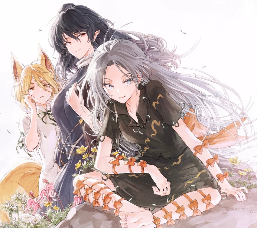 kudamaki tsukasa, iizunamaru megumu, and himemushi momoyo (touhou and 1 more) drawn by hisona_(suaritesumi)