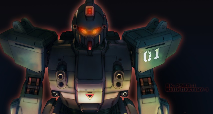 blue destiny 01 (gundam and 1 more) drawn by viridian-c