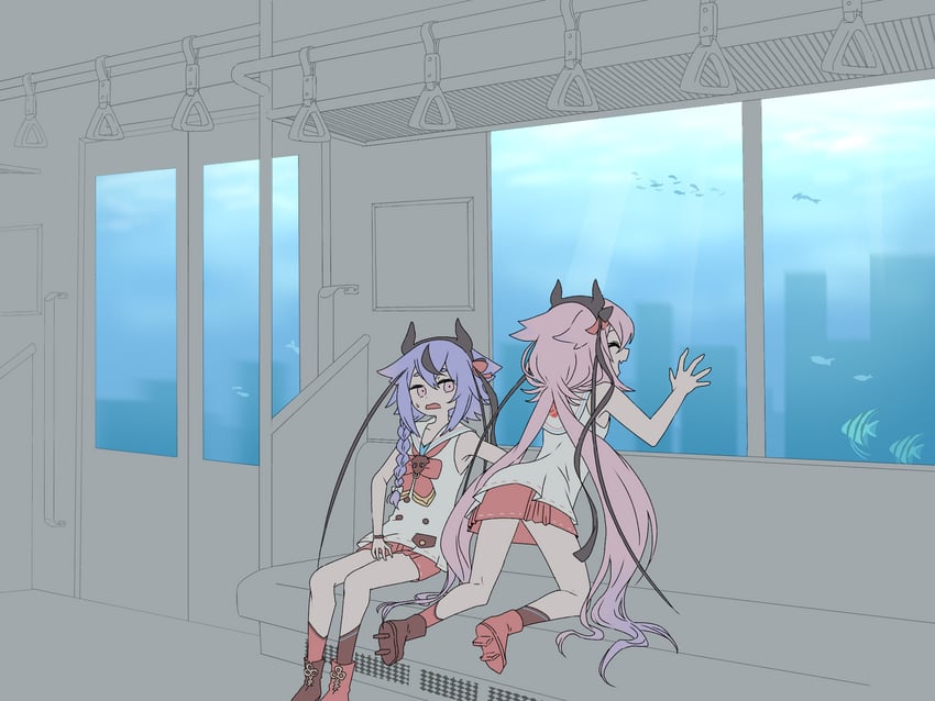 meika hime and meika mikoto (vocaloid and 1 more) drawn by mogumo_gumo