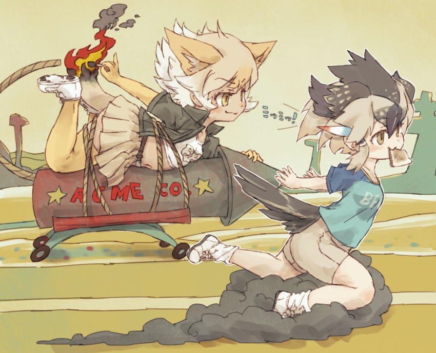 coyote and greater roadrunner (kemono friends and 1 more) drawn by kolshica