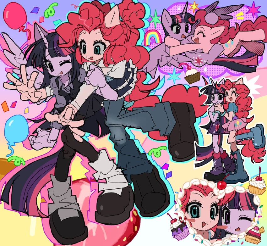twilight sparkle and pinkie pie (my little pony and 2 more) drawn by jwnn