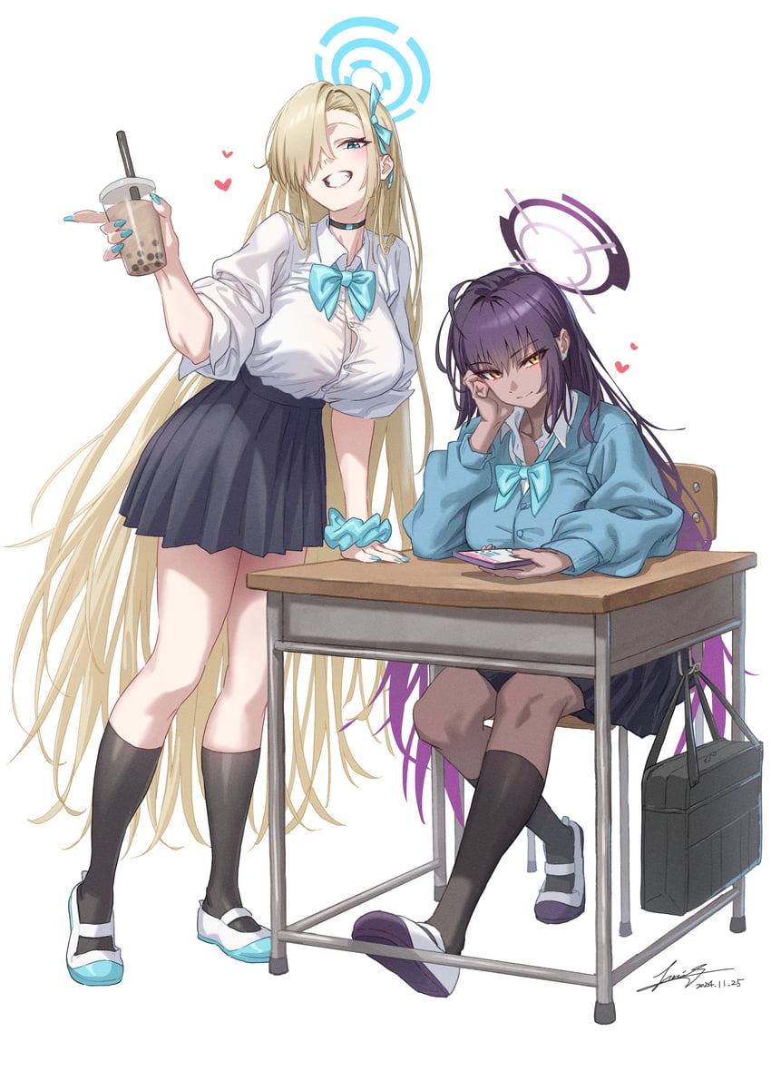 asuna and karin (blue archive) drawn by soyogi_iori_(ioriwu8)