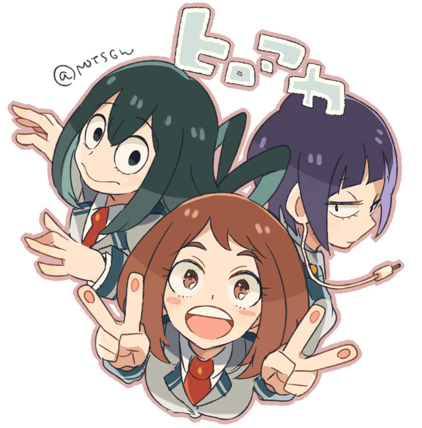 uraraka ochaco, asui tsuyu, and jiro kyoka (boku no hero academia) drawn by mikanmochi