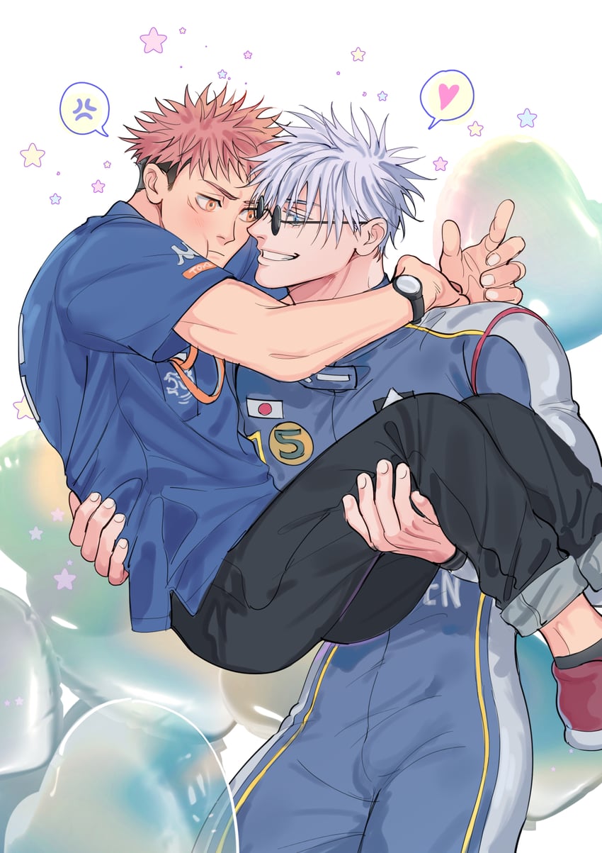 gojou satoru and itadori yuuji (jujutsu kaisen) drawn by bamthelapis