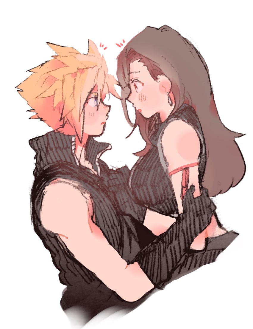 tifa lockhart and cloud strife (final fantasy and 2 more) drawn by tasituma2