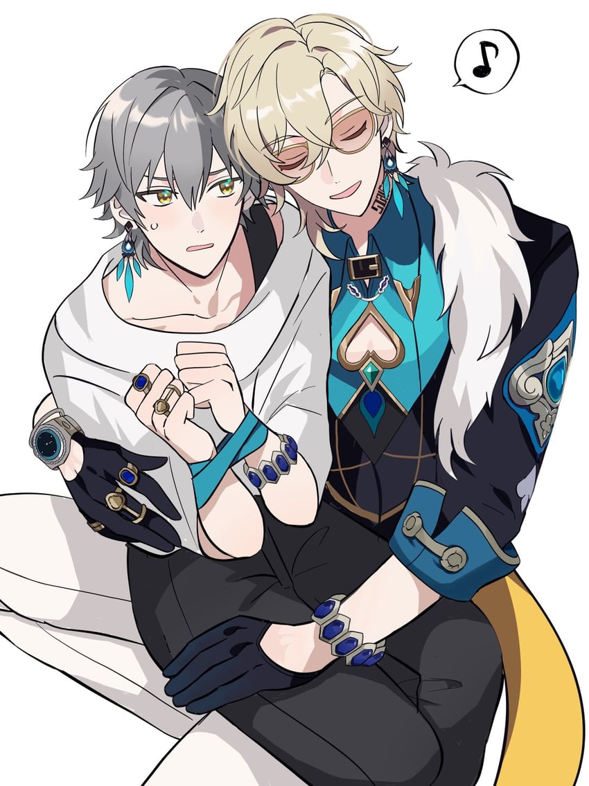 trailblazer, caelus, and aventurine (honkai and 1 more) drawn by kyo722