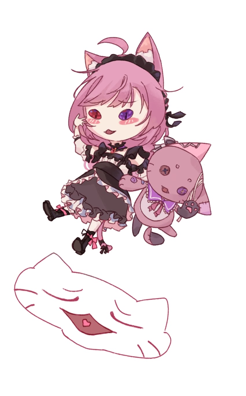 mikeneko and pon-chan (indie virtual youtuber) drawn by isnaxc