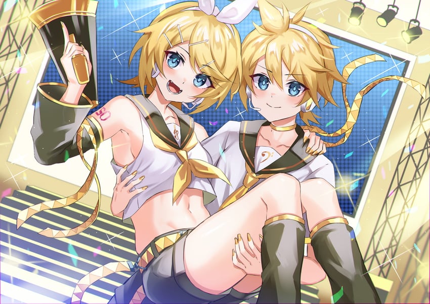 kagamine rin and kagamine len (vocaloid) drawn by inue_ao