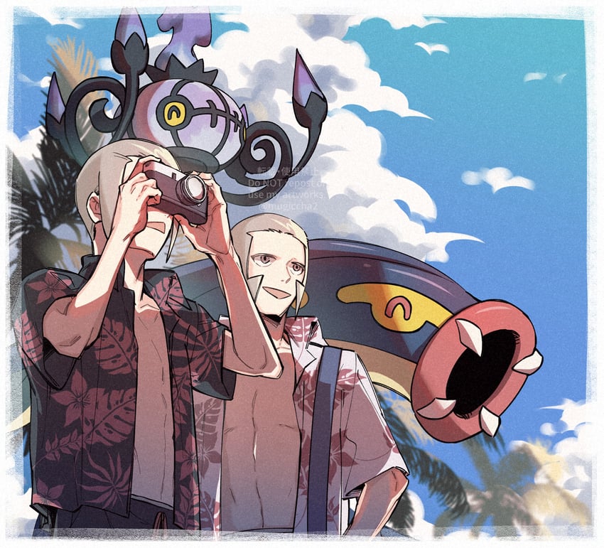 ingo, chandelure, emmet, and eelektross (pokemon and 1 more) drawn by mugiccha2