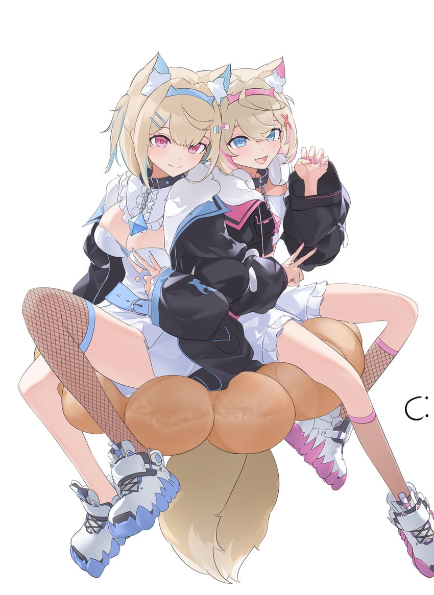 fuwawa abyssgard and mococo abyssgard (hololive and 1 more) drawn by notced