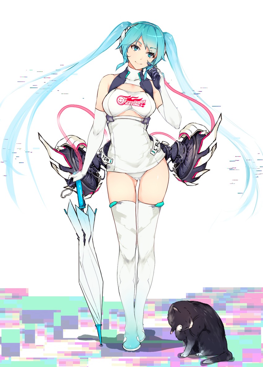 hatsune miku and racing miku (vocaloid and 1 more) drawn by n2co