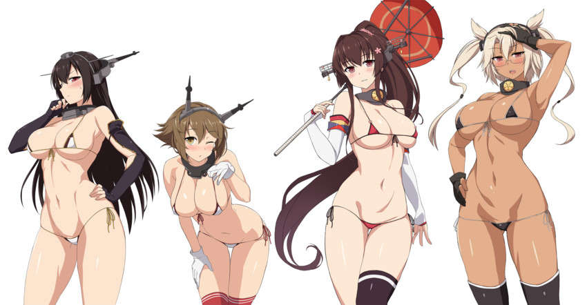 nagato, yamato, mutsu, and musashi (kantai collection) drawn by sama_samasa