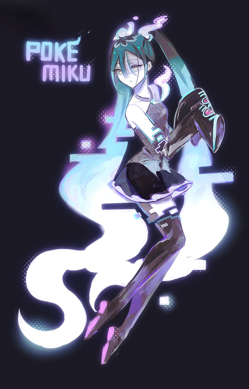 hatsune miku and ghost miku (pokemon and 2 more) drawn by bksalx