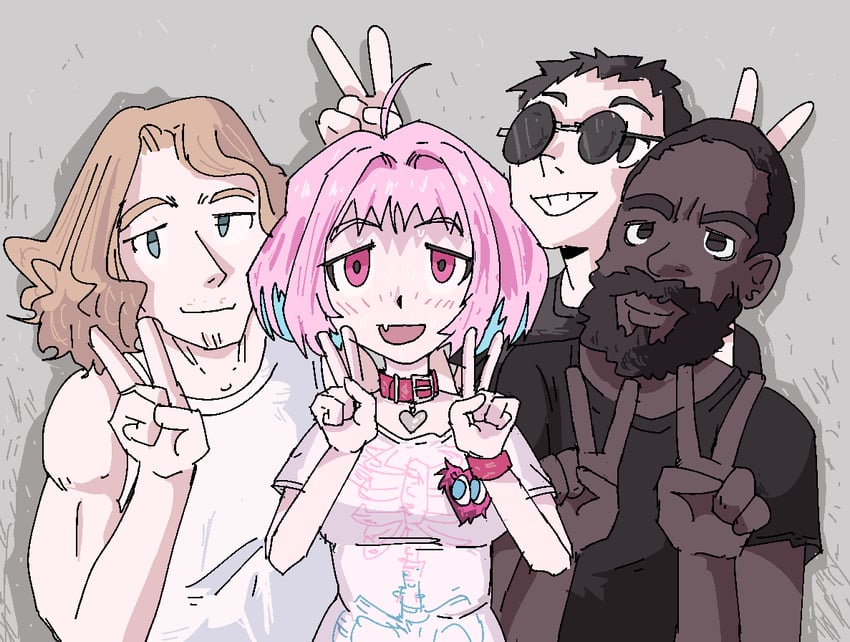 yumemi riamu, mc ride, zach hill, and andy morin (idolmaster and 3 more) drawn by psicochurroz