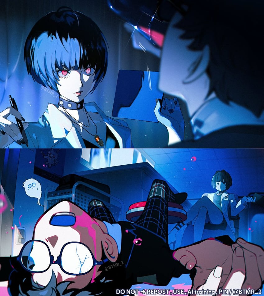 amamiya ren and takemi tae (persona and 1 more) drawn by btmr_game