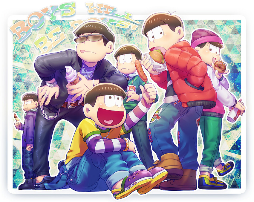 matsuno osomatsu, matsuno karamatsu, matsuno ichimatsu, matsuno jyushimatsu, matsuno choromatsu, and 1 more (osomatsu and 1 more) drawn by show_chiku-by