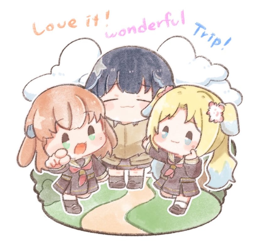 hinoshita kaho, murano sayaka, and osawa rurino (love live! and 1 more) drawn by gentaro_(g_teall)