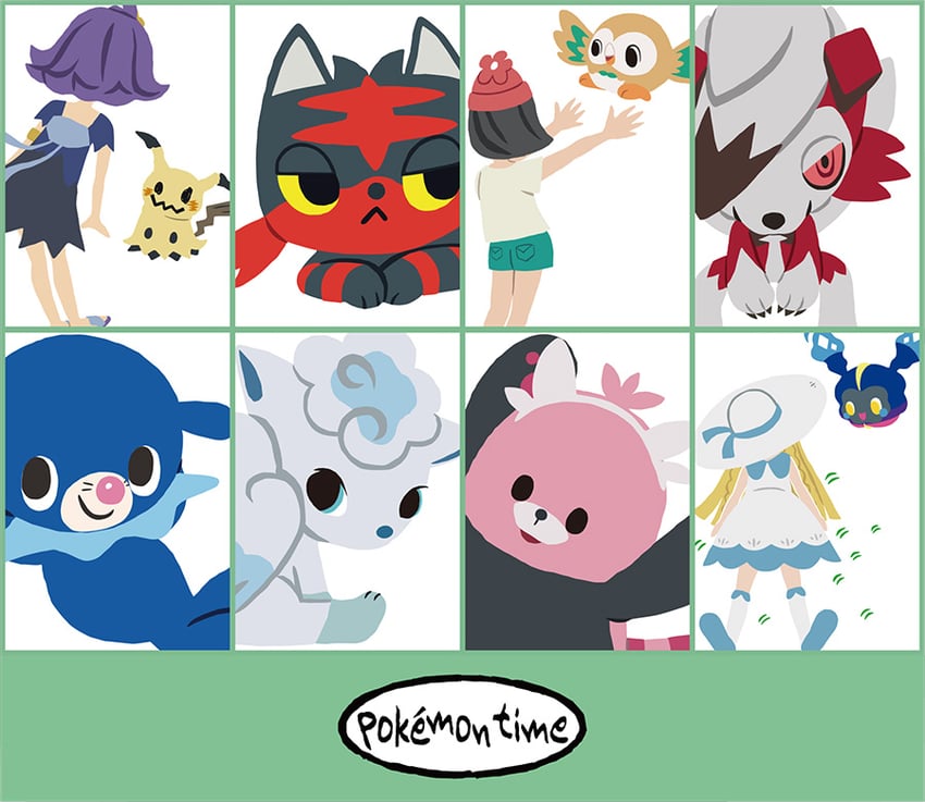 lillie, selene, rowlet, mimikyu, popplio, and 6 more (pokemon and 1 more)