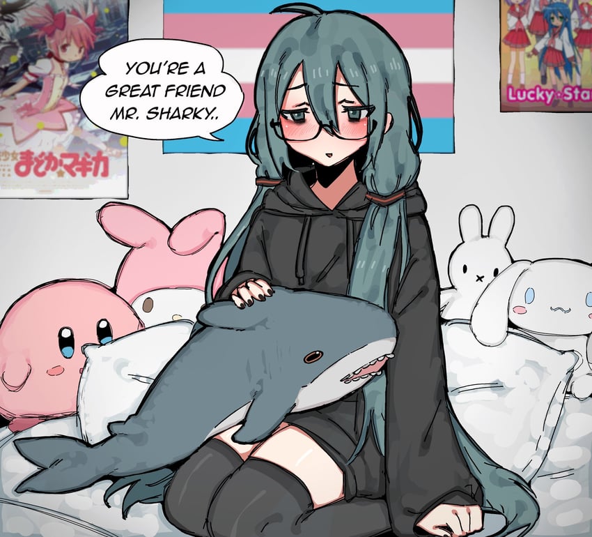 hatsune miku, akemi homura, kaname madoka, kirby, hiiragi kagami, and 6 more (vocaloid and 7 more) drawn by snale