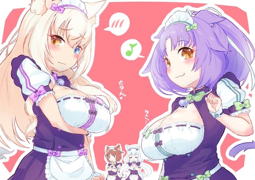 vanilla, coconut, cinnamon, and azuki (nekopara) drawn by bi_neko706