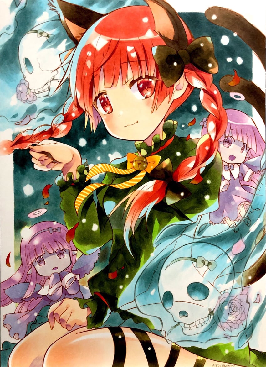 kaenbyou rin and zombie fairy (touhou) drawn by yuzugoori