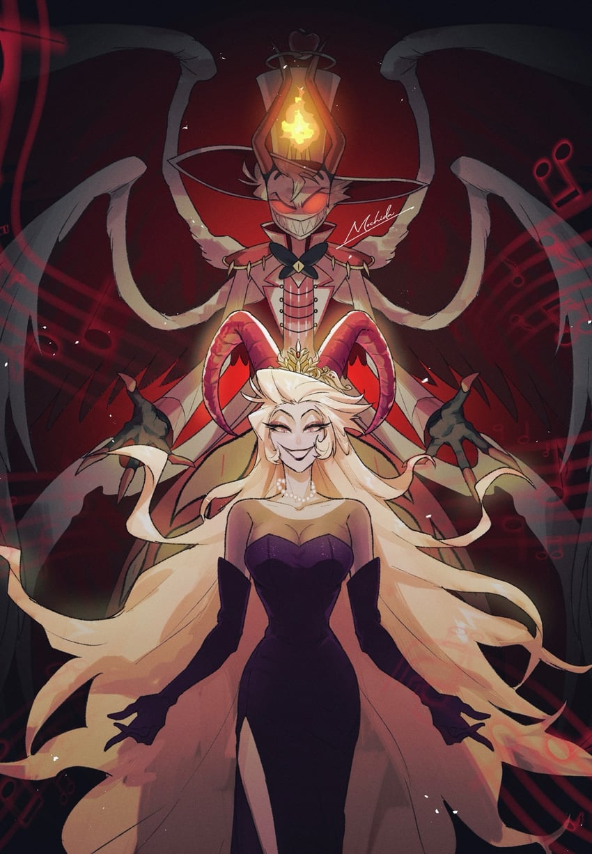 lucifer morningstar and lilith (hazbin hotel) drawn by mtdy