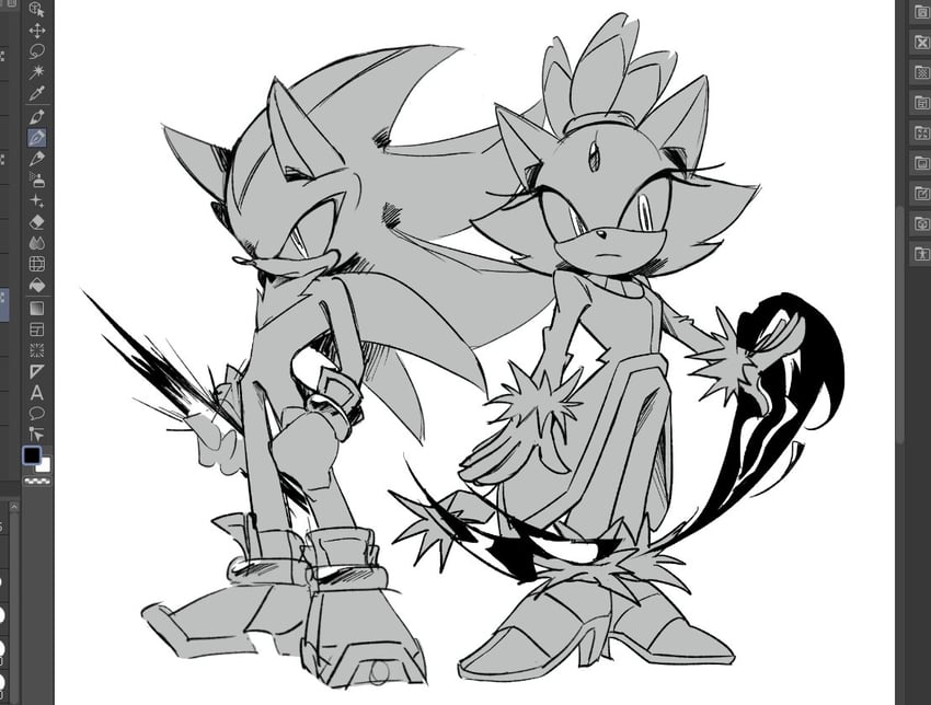 shadow the hedgehog and blaze the cat (sonic) drawn by chilidog_16