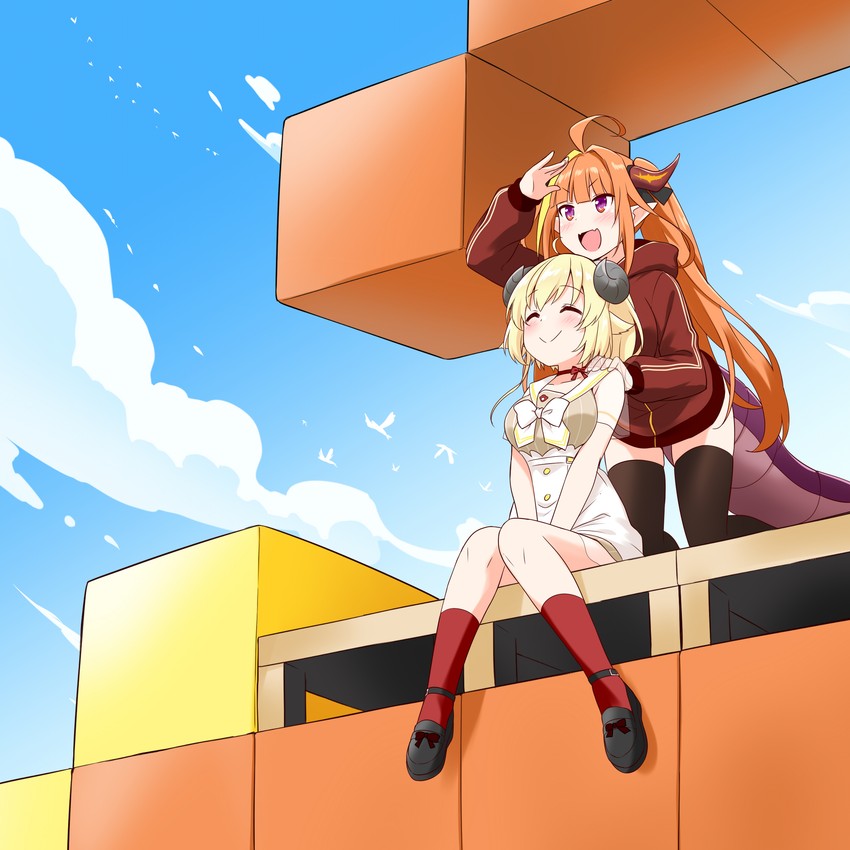 kiryu coco and tsunomaki watame (hololive and 1 more) drawn by felutiahime