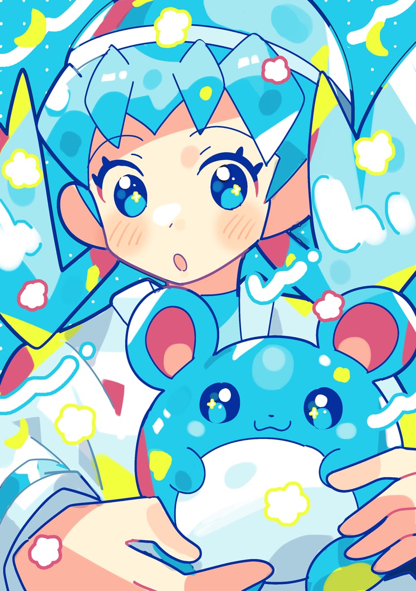 kris and marill (pokemon and 1 more) drawn by anidler91