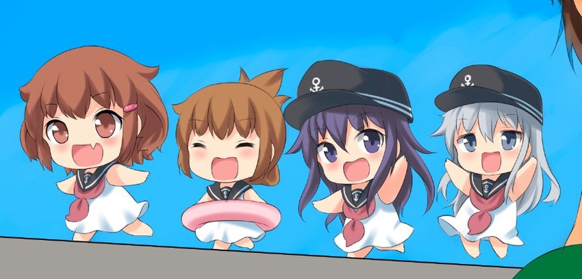 hibiki, inazuma, ikazuchi, and akatsuki (kantai collection) drawn by gale_kawaii