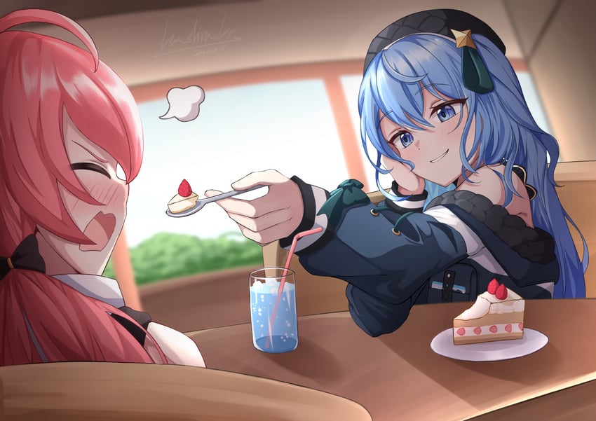 hoshimachi suisei and sakura miko (hololive) drawn by hashira_14