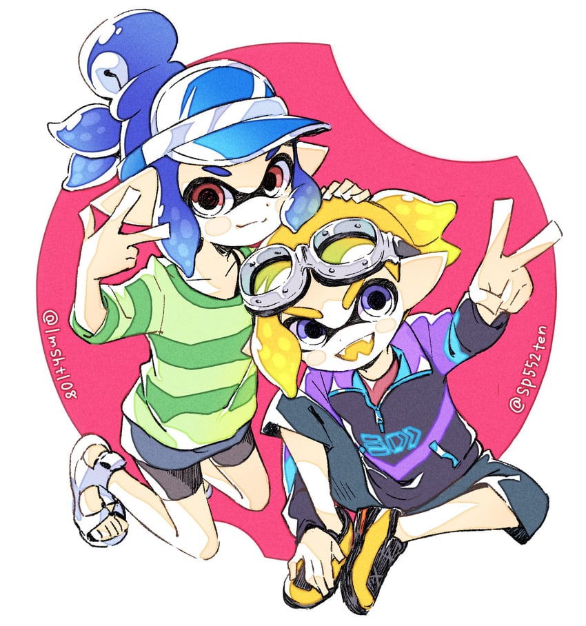 inkling player character, inkling girl, and inkling boy (splatoon) drawn by sen_squid
