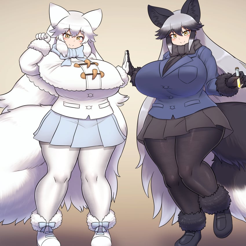 silver fox and arctic fox (kemono friends) drawn by mo23