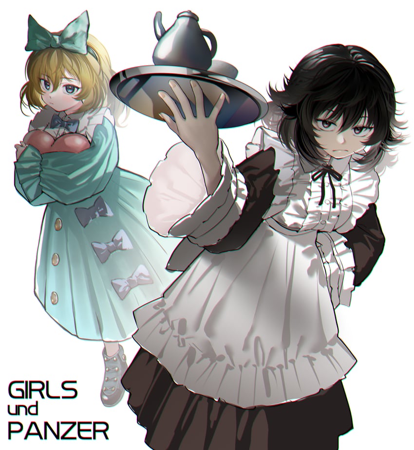 andou and oshida (girls und panzer) drawn by machishita_atake