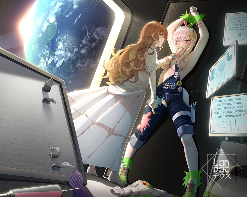 anya melfissa and airani iofifteen (hololive and 1 more) drawn by landacdeus