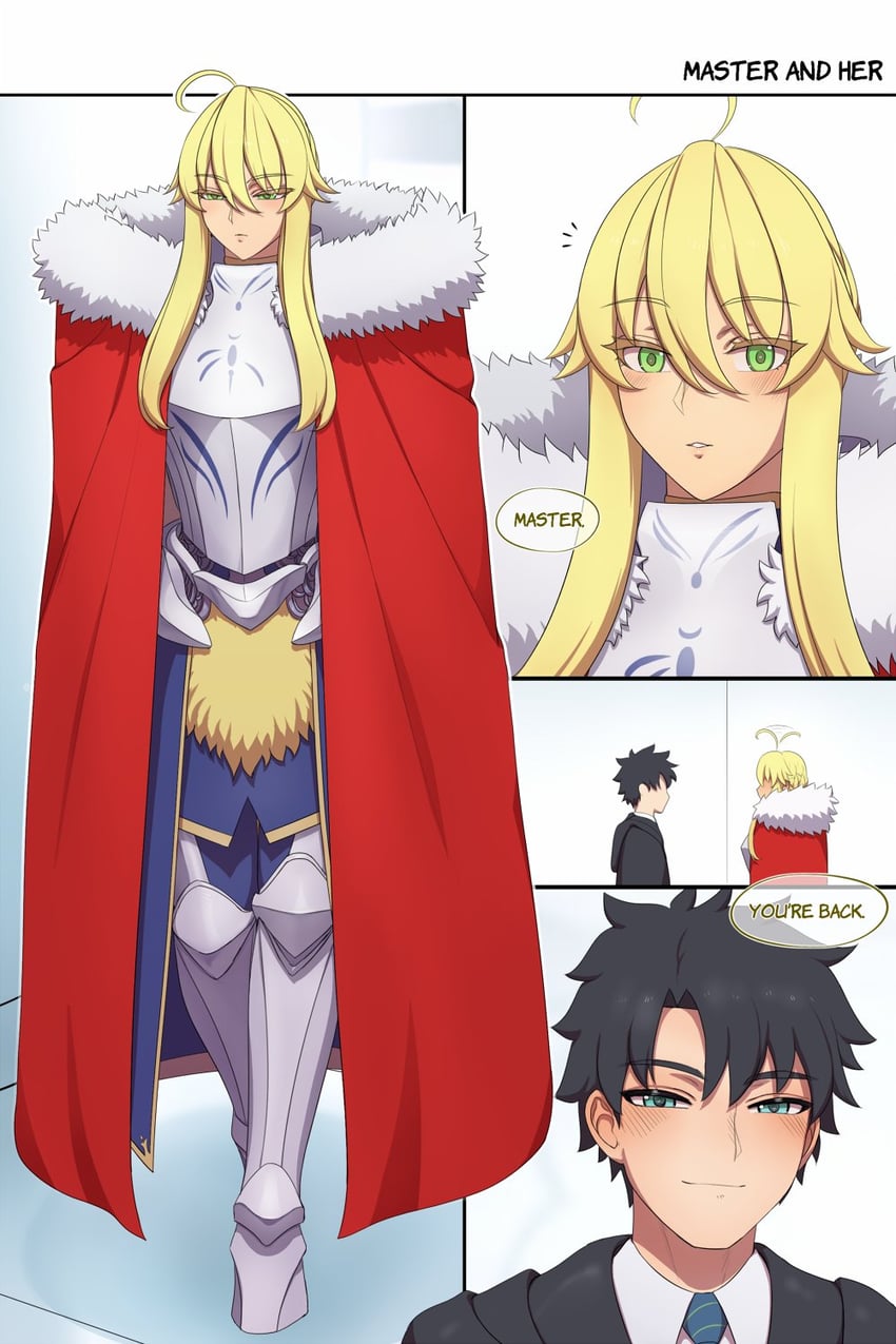 artoria pendragon and fujimaru ritsuka (fate and 1 more) drawn by lvl_(sentrythe2310)